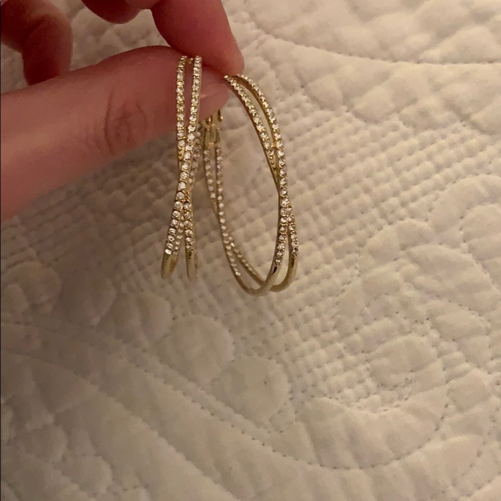 Braided hoops with diamond studs